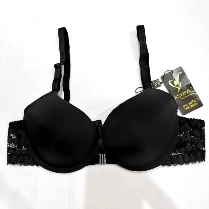 New Silk High Quality Front Open Style Double Padded Adjustable Straps Padded Bra