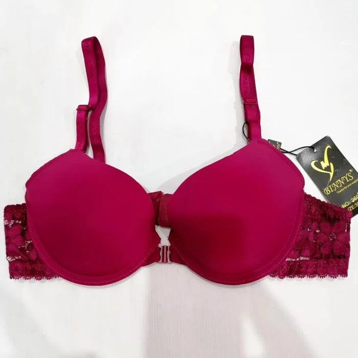 New Silk High Quality Front Open Style Double Padded Adjustable Straps Padded Bra