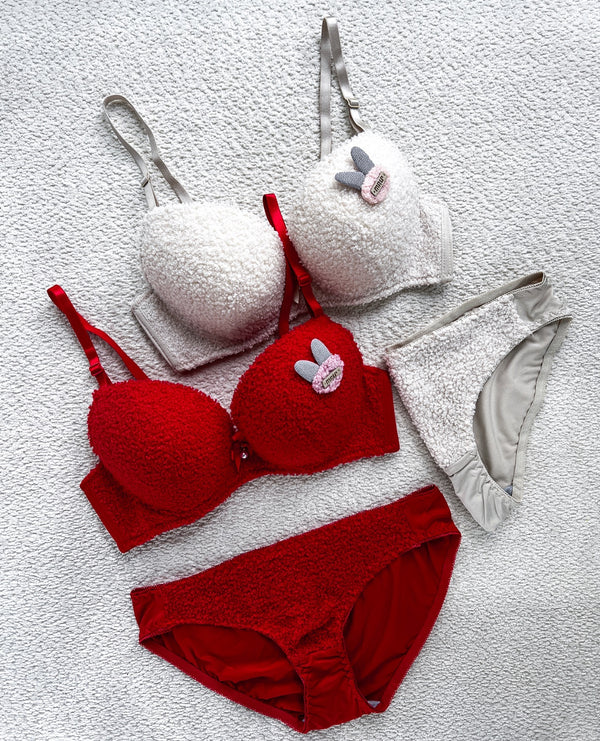 New High Quality Sexy Cute Soft Plush Design Bra & Panty Set E991