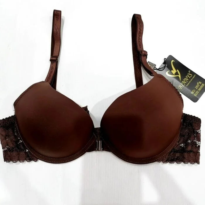 New Silk High Quality Front Open Style Double Padded Adjustable Straps Padded Bra