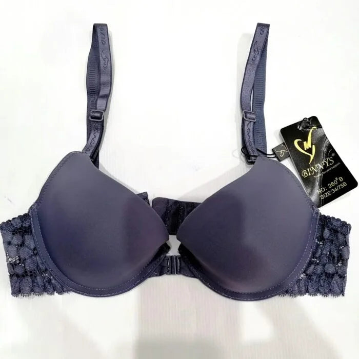 New Silk High Quality Front Open Style Double Padded Adjustable Straps Padded Bra