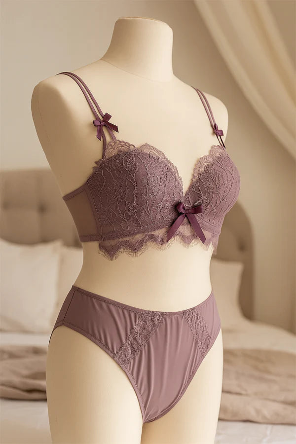 New High Quality Soft Push Up Embroidered Bridal Bra and Panty Set 8942