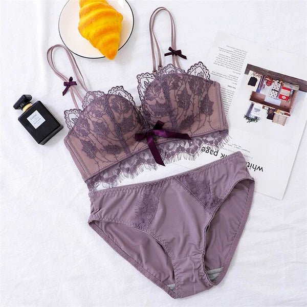 New High Quality Soft Push Up Embroidered Bridal Bra and Panty Set 8942