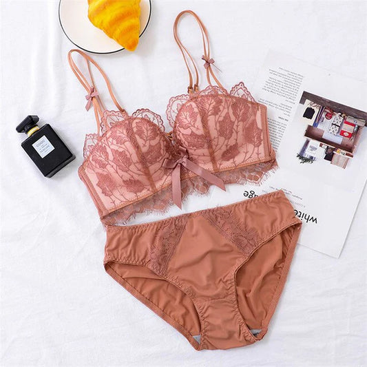 New High Quality Soft Push Up Embroidered Bridal Bra and Panty Set 8942