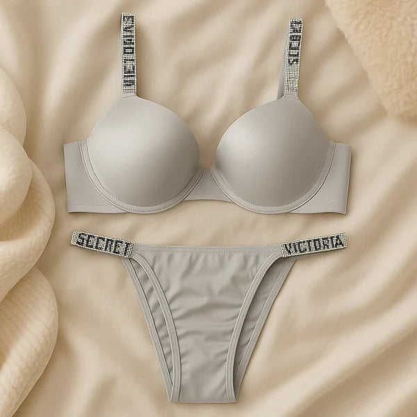 Signature Padded Bra & Panty Set – Crystal Strap Style 3036