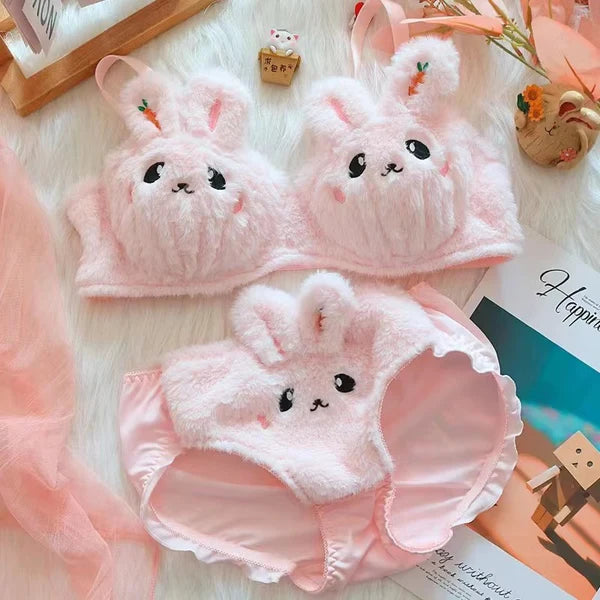 New High Quality Sexy Cute Kitty Anime Soft Plush Design Bra & Panty Set