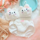 Winter Fluffy Bear Cat Panda Cute Women's Bra & Panties Set Wirefree Underwear