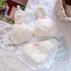 Winter Fluffy Bear Cat Panda Cute Women's Bra & Panties Set Wirefree Underwear