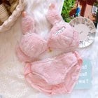Winter Fluffy Bear Cat Panda Cute Women's Bra & Panties Set Wirefree Underwear