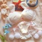 Winter Fluffy Bear Cat Panda Cute Women's Bra & Panties Set Wirefree Underwear