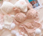Winter Fluffy Bear Cat Panda Cute Women's Bra & Panties Set Wirefree Underwear