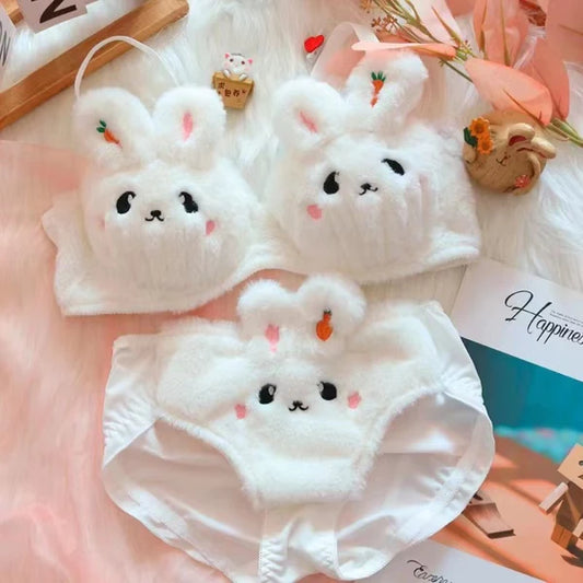 New High Quality Sexy Cute Kitty Anime Soft Plush Design Bra & Panty Set