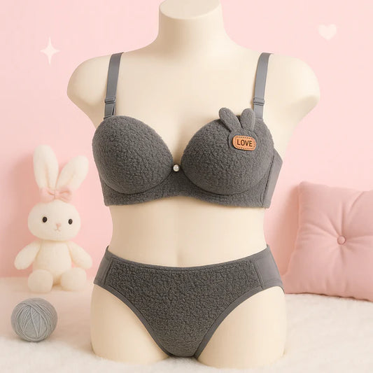 New High Quality Sexy Cute Soft Plush Design Bra & Panty Set E991