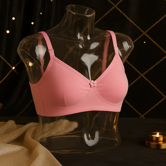High Quality 2-in-1 Cotton Bra with Free Invisible Straps – Soft, Pure, Comfortable & Full Coverage Non-Padded T-Shirt Bra