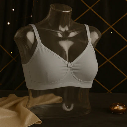 High Quality 2-in-1 Cotton Bra with Free Invisible Straps – Soft, Pure, Comfortable & Full Coverage Non-Padded T-Shirt Bra