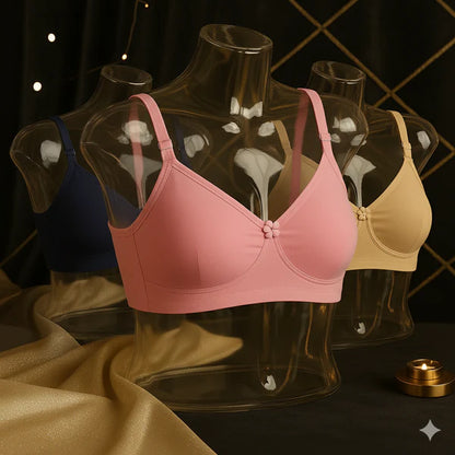 High Quality 2-in-1 Cotton Bra with Free Invisible Straps – Soft, Pure, Comfortable & Full Coverage Non-Padded T-Shirt Bra