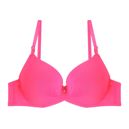 Solid Color Push-Up Bra with Padded Double Foam Design