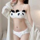 Winter Fluffy Bear Cat Panda Cute Women's Bra & Panties Set Wirefree Underwear