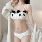 Winter Fluffy Bear Cat Panda Cute Women's Bra & Panties Set Wirefree Underwear